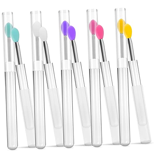 Aplicador de labios con tapa y pincel de labios de silicona para maquillaje de cremas, 10 uds