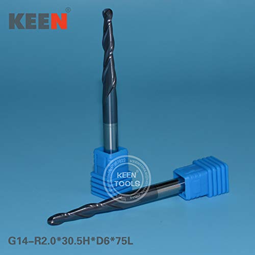 5Pcs Tungsten Carbide Taper End Mill Tool, HRC55 Ball Woodworking Bit Router for 3D Relief (G1)