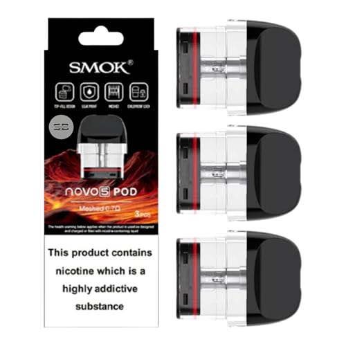 Smok Novo 5 Pods [] - 3 Pack - Available in 0.7 0.4/0.8 Dual Mesh - Compatible with Smok Novo 5 Vape Pod Kit - No Nicotine