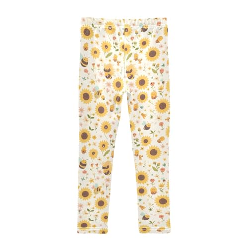 KLL Sunflowers Honey Bees Gnomes Girls Athletic Leggings Stretchy High Waisted Yoga Pants Running2