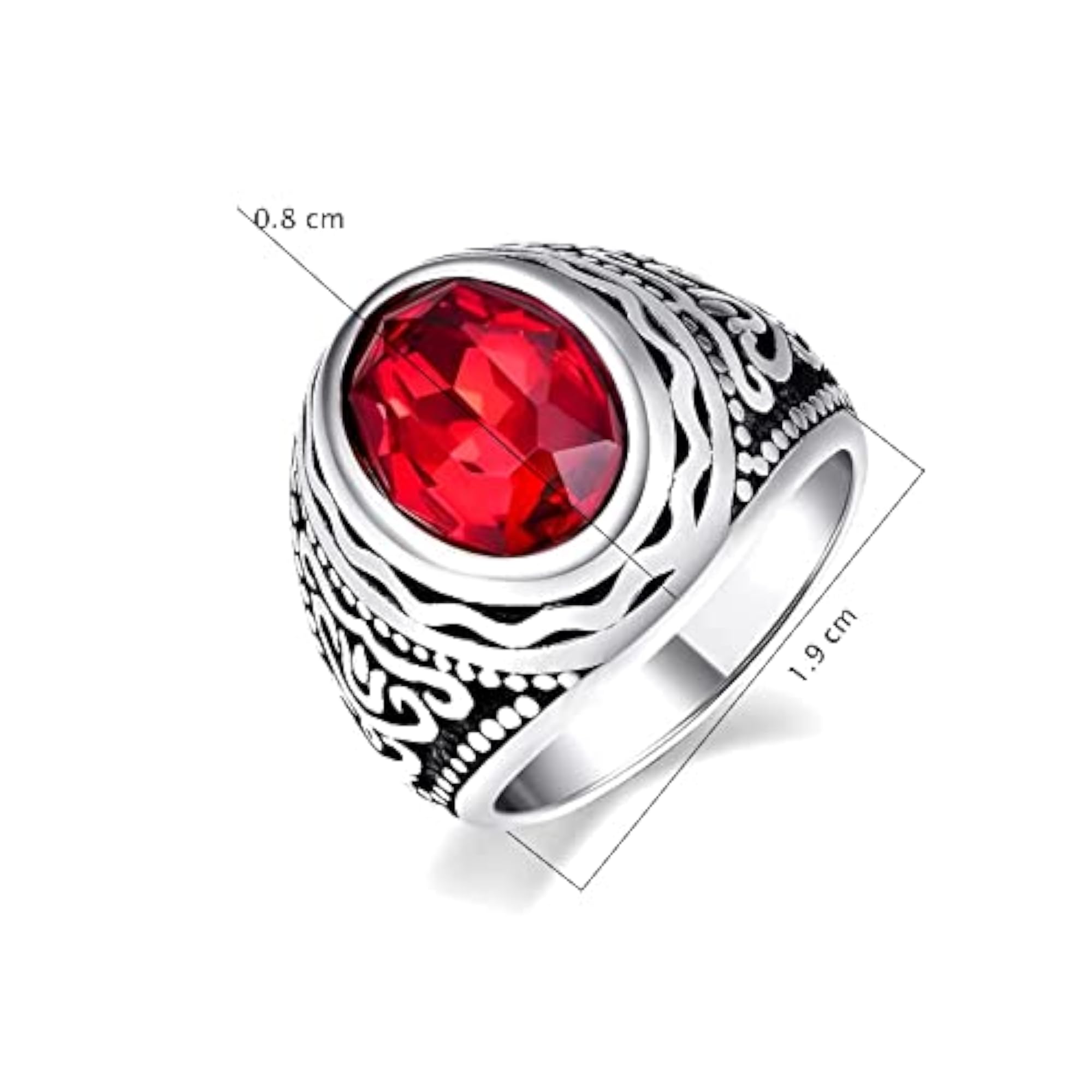Stainless Steel Crystal Carved Ring, Unisex Gift