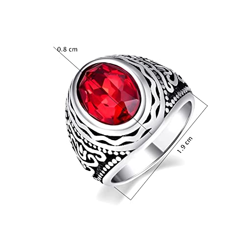 Stainless Steel Crystal Carved Ring, Unisex Gift