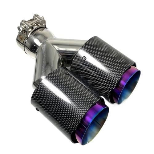 Tubo de escape coche para concentraciones tuning punta doble morada en fibra de carbono