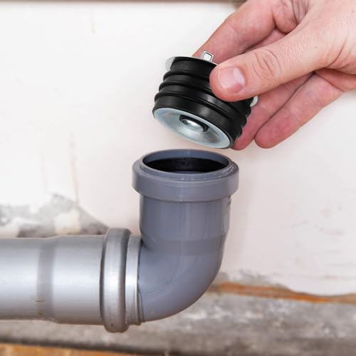 Image of PATIKIL 150mm Sewer Cleanout Cap, Steel Mechanical Test Plug Expansion Pipe Plug Sewer Cleanout Cover Durable Sewer Pipe Plug Fit for Most Pipes Sink Pools, Black