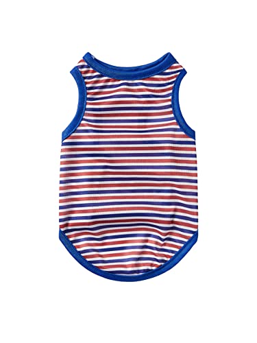 Qwinee Striped Dog Tank Top Stretchy Sleeveless Puppy Vest Cat Tee Shirt Pet Clothes For Small Medium Dogs Cats Kitten Multicolor M #TOP22