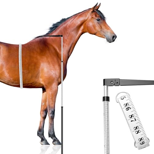 ForraFun 2 PCS Horse Height Measuring Kit - Foldable 91 Inch Tape & Lightweight Aluminum Stick (27.5-74.8 Inch) Accurately Measure Horse Height in Hands