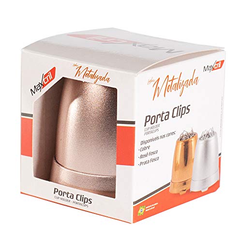 Porta clips metalizado rose, Maxcril