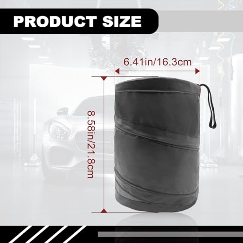 Image of Car Trash Can, Collapsible Pop-up Water Proof Bag Portable Garbage Bin, Car Trash Bag with Elastic Band Hanging, Double-Layer Washable Trash Can for Car