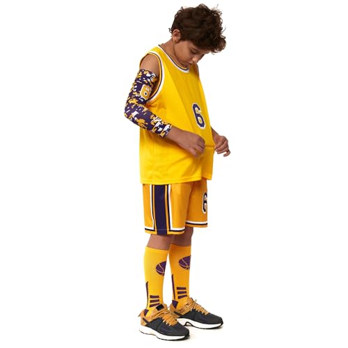 Sawldin Short esportivo infantil esportivo esportivo secagem rápida meias de basquete e mangas de br