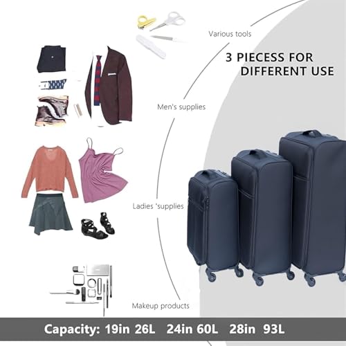 Durable Oxford Softside Luggage Set (20" & 24") - Lightweight Trolley Suitcase with 360° Wheels - Gray3