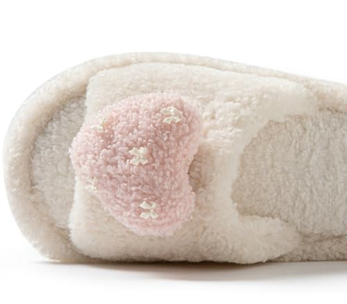 Niction Heart Shape Slippers for Women Soft Ladies Bedroom Slippers Open Toe Memory Foam House Shoes Slip on fluffy Slippers3