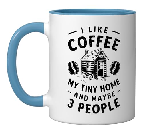 Taza de cerámica azul y blanca de 11 onzas miniatura 1