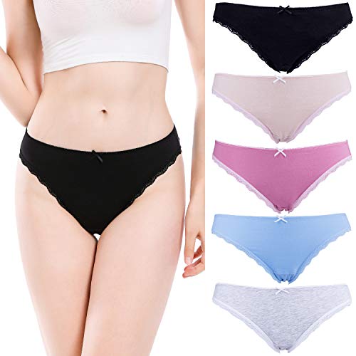 LYYTHAVON Women's Cotton Underwear Briefs Breathable Ladies Panties (Multicolored D,5 Pack, Medium)