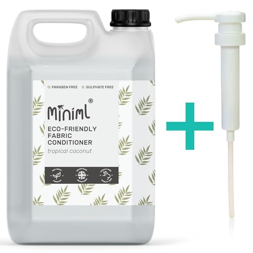Miniml Eco Fabric Softener & Conditioner - 5L Refill and 5L Pump - Tropical Coconut Scented - All Natural Fabric Softener for Sensitive Skin - 100% Vegan & Cruelty Free (250 Washes)
