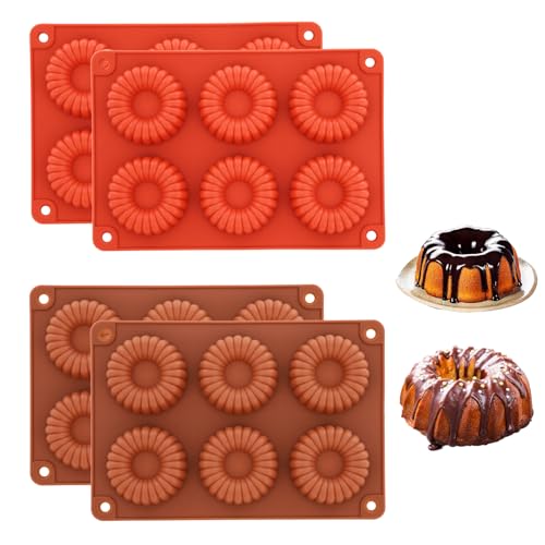 4 PCS Silicone Molds for Baking Non Stick Jello Molds with 6 Cavity Gelatin Mold for Baking Cupcakes Donuts Chocolate Muffins Brownies Jelly  