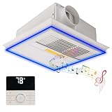 Best Bathroom Exhaust Fan with Bluetooth Speaker Reviews 10 Ouayrhea Bathroom Exhaust Fan with Bluetooth Speaker, Exhaust Fan with Light, With Heater and Light, 160 CFM 1.0 Sonar, 5 Color Temperatures, 1 Sensor Night Light, 1 Remote Control, Easy to Install
