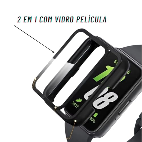 Case Película Galaxy Fit3 Protetora Smartwacht Fit3, Capa Fit 3, Capa Case Galaxy Fit 3 Cor Preto