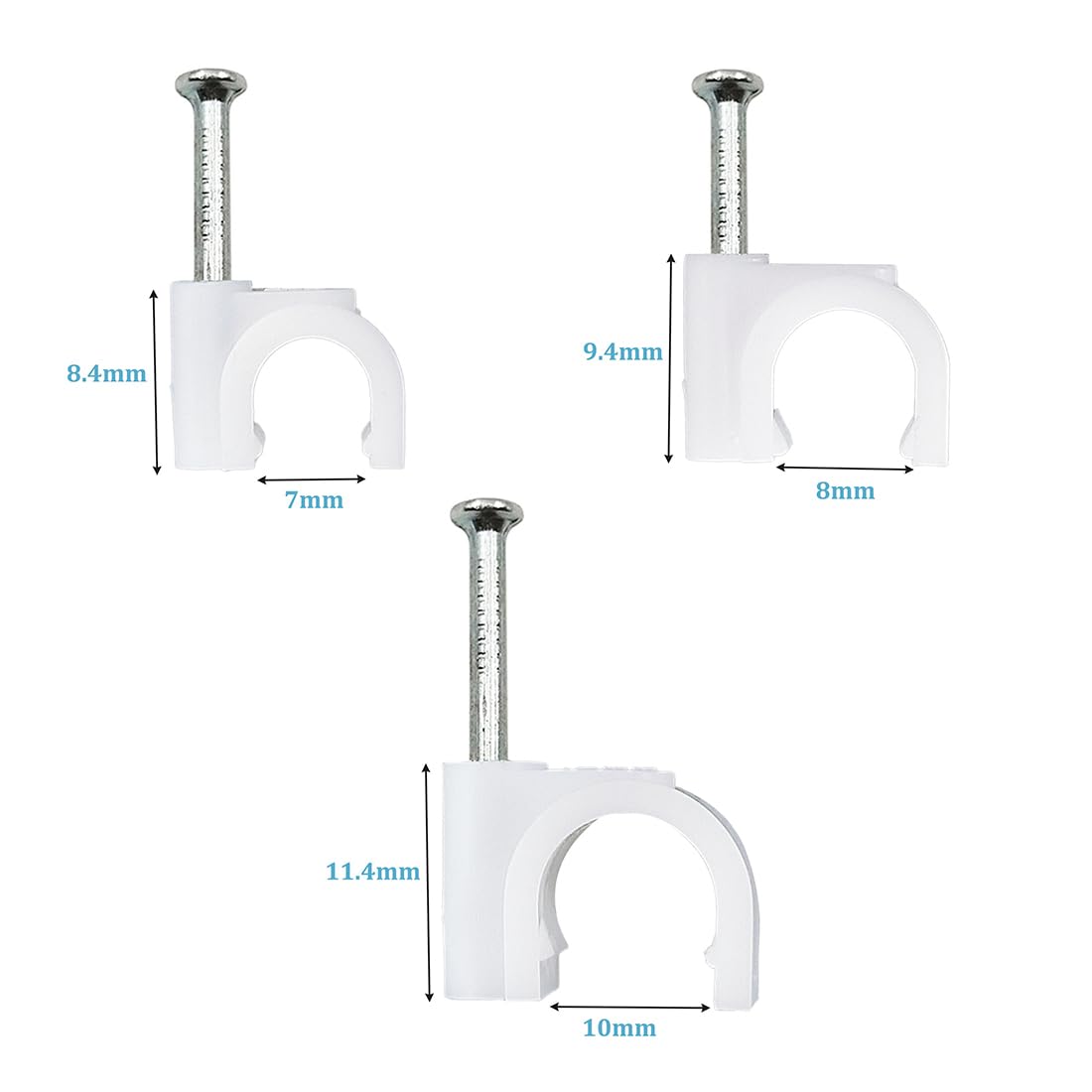 Cable Clips - 200 White Cable Staples -3