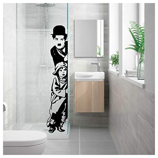 vinilo decorativo "Charles Chaplin, The Kid". Color negro (L - 180x45, Negro)