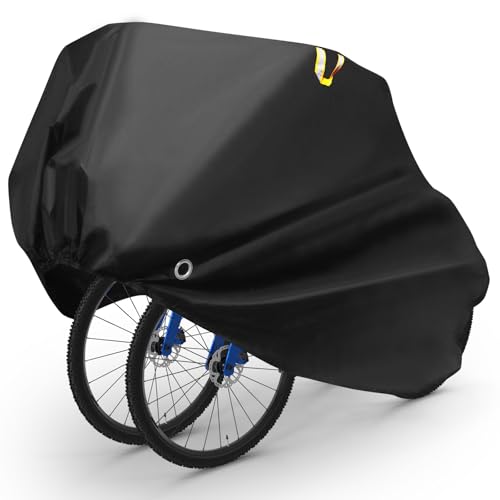 LIHAO Telo Copri Bicicletta Impermeabile Anti-UV per 2 Bicicletta, Copribici Copertura 190T Custodia Protettiva per Bicicletta - 200×90×110cm, Nero