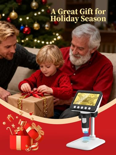 Image of Coin Microscope, 4.3 inch LCD USB Digital 1000X 1080P Coin Magnifier | 8 Adjustable LED Lights, PC View Compatible with Windows /MacBook for Adults Kids