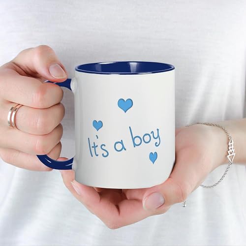 Taza de cerámica 11 oz color blanco con interior azul marino miniatura 5