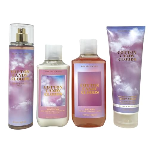 Cotton Candy Clouds 4 Piece Deluxe Gift Set - Fragrance Mist - Body Cream - Body Wash and Body Lotion for bath and body works