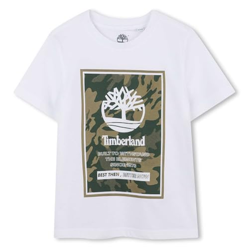 Timberland Kids Short Sleeve T-Shirt Graphic Chest Logo, Comfort Soft Cotton Toddler Summer Tees, Casual Kids Cool Crew
