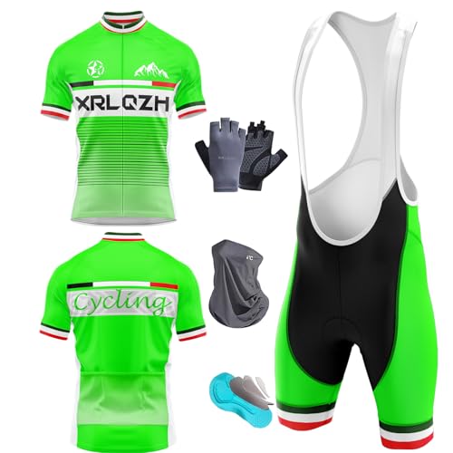 Men’s Summer Short Sleeve Cycling Suit Jersey Set - with 9D Gel Padded Bib Shorts Set - Breathable, Quick Dry for Outdoor Riding Sport (TYP-2,6XL)