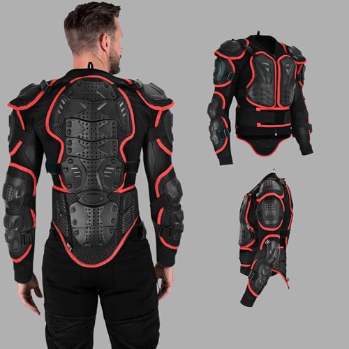 Hive Moto Motorcycle Body Armour Suit Motocross Body Protection Guard Protective Armour Jacket Motorbike Armoured Trouser (Red, XXL) - Thumbnail 4