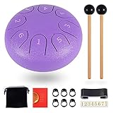 Steel Drums, Steel Tongue Drum 6 Inches 8 Notes,Handpan Tank Drum Percussion Musical Instrument Panda Hang Drum