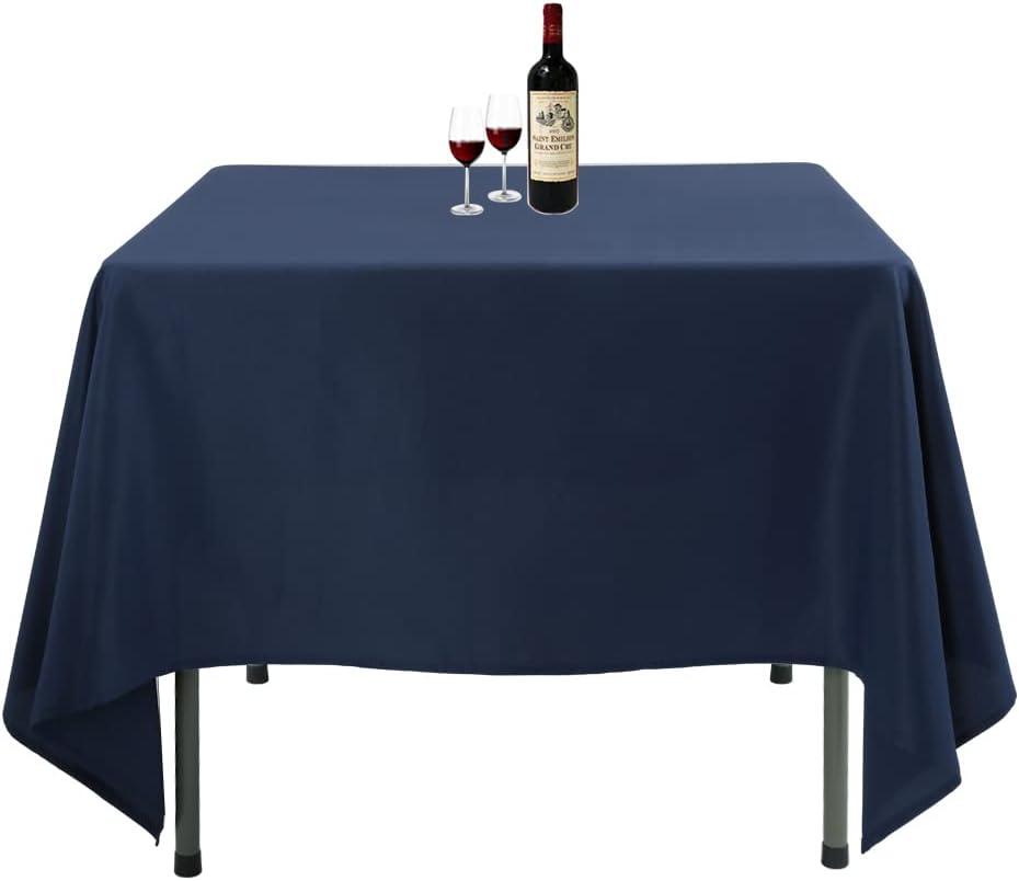 Square Tablecloth, 85 x 85 Inch, Navy Blue Table Cloth for Square or Round Tables in Washable Polyester, Great for Wedding, Restaurant, Party, Banquet Decoration