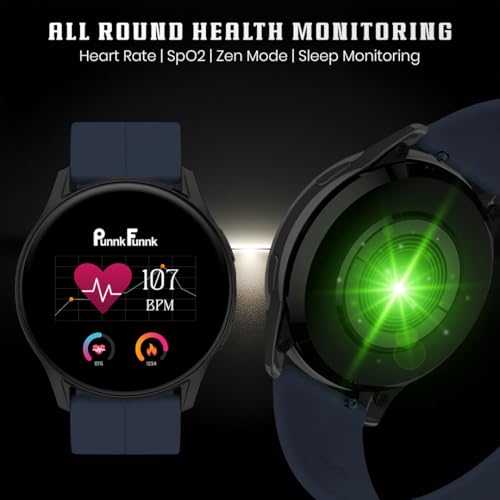Image of PunnkFunnk Active 5 Smart Watch with 1.3 inch AMOLED HD Display | Bluetooth Calling, AI Voice Assistant, 100+ Sports Modes, Heart Rate & SPO₂ Tracking, IP68 Waterproof for Men & Women- (Dark Blue)