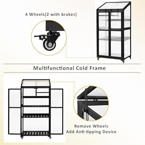 Polibi Wooden Greenhouse, Cold Frame Portable Greenhouse with Wheels and Adjustable Shelves for Indoor Outdoor Patio Balcony Garden, 31.5" Lx22.4 Wx62 H, Black Polibi Wooden Greenhouse Cold Frame Portable Greenhouse with Wheels and Adjustable Shelves for Indoor Outdoor Patio Balcony Garden 315 Lx224 Wx62 H Black
