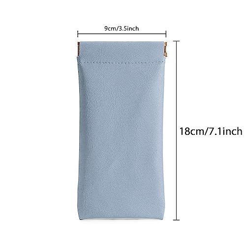 Image of 3 Pack Leather Eyeglasses Cases PU Soft Sunglasses Pouch Squeeze Top Portable Glasses Cases for Men Women