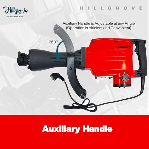 Image of Hillgrove HGCM1068M5 1800 Watt Heavy Duty Demolition Chisel+Hammer Concrete Breaker Drill Machine with 2 Bits for Breaking Concrete Road /Wall /Hammer Drill