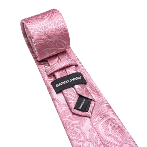 Image of Barry.Wang Men Tie Set Paisley Silk Necktie Pocket Square Cufflinks Formal Wedding Business Party