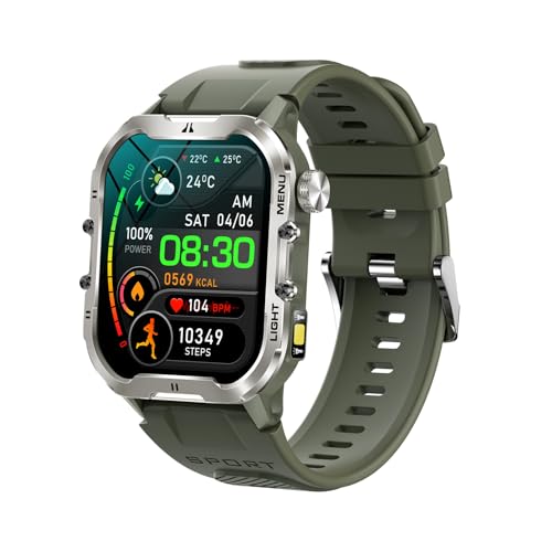 Reloj deportivo para hombres y mujeres con linterna LED 1.96, pantalla 100+ modos deportivos IP68 BT 5.2 compatible con Android