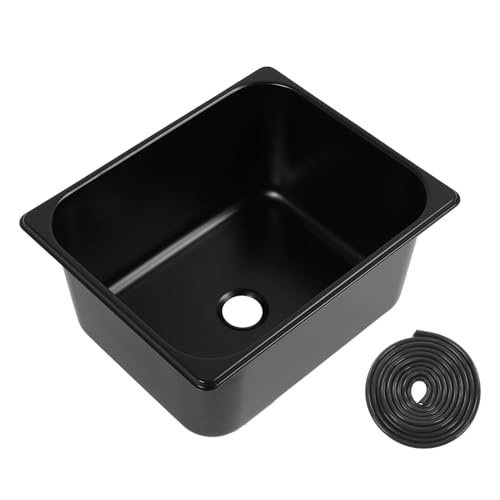 SIXRUN 304 Fregadero de Barra de Acero Inoxidable, Acabado Negro, Capacidad de 11 Litros, 320 X 260 X 150 Mm, Fregadero de Casas de Cocina Al Aire Libre con Drenaje Rápido, para