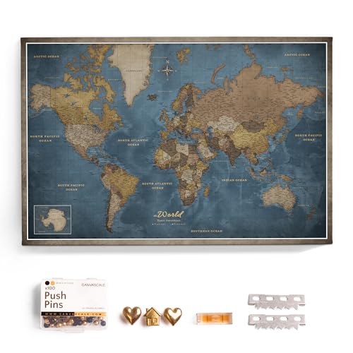 CANVASCALE Canvas World Map Cork Board