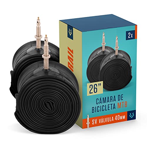 Alphatrail MTB Cámara de Bicicleta Rick 26 Pulgadas SV Presta Válvula 2X Cubierta Compatible Schwalbe, Michelin, Continental, Conti, Maxxis, Vittoria & Kenda