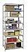 Hallowell 7513-24HG Extra Heavy-Duty Open Hi-Tech Shelving Starter Unit with 8 Shelves, Hallowell Gray Steel, 36" Width, 87" Height, 24" Depth, 1250 lbs Shelf Capacity, Knock Down