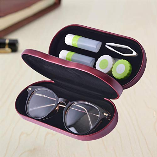 HEALLILY Estojo 2 em 1 para óculos e lentes de contato com caixa de lentes miopicas portátil de cama
