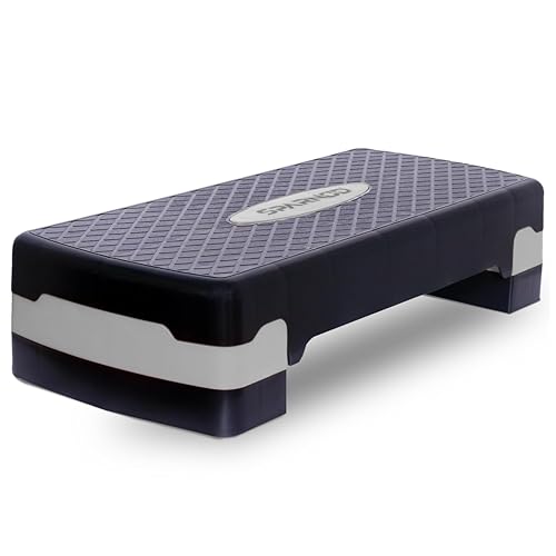 Sparnod Fitness SAS-1000 Aerobic Gym Stepper for Exercise at Home Adjustable Height Anti-Skid Surface Supports up to 225 kg Compact & Portable Ideal for Cardio Strength Training