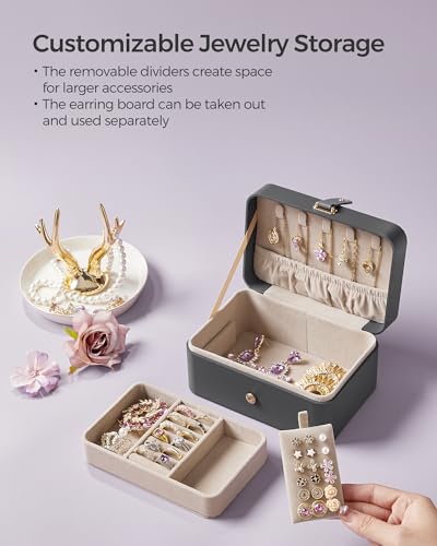 Image of SONGMICS Travel Jewelry Organizer, 2-Layer Portable Jewelry Box Case