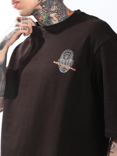 Image of Hubberholme Men Cotton Terry Printed Oversized Round Casual Neck Half Sleeves Tshirts