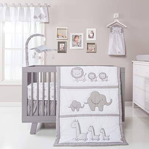 Trend Lab Safari Chevron 3 Piece Crib Bedding Set, Can Be Used As A Blanket Or A Playmat for Tummy Time, Includes Quilt, Fitted Crib Sheet and Skirt