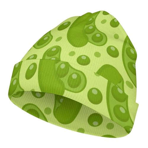 Cartoon Pea Pattern Kids Beanie Hat for for Girls Boys Children Cap Winter Knitted Chemo Cancer Headwear Accessories Gifts Decoration Black - Main Image