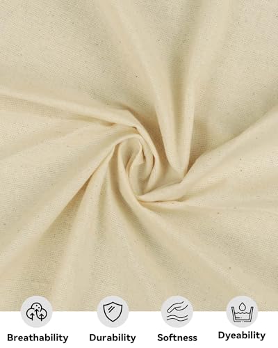 hotgoden medium weight 100 cotton muslin fabric 63 inch x 2 yards unbleached muslin linen fabric material for sewing material apparel cloth