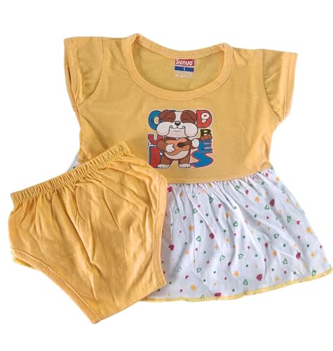 Image of Baby Girl Cotton A-Line Frock with Pant Combo (Pack of 3)